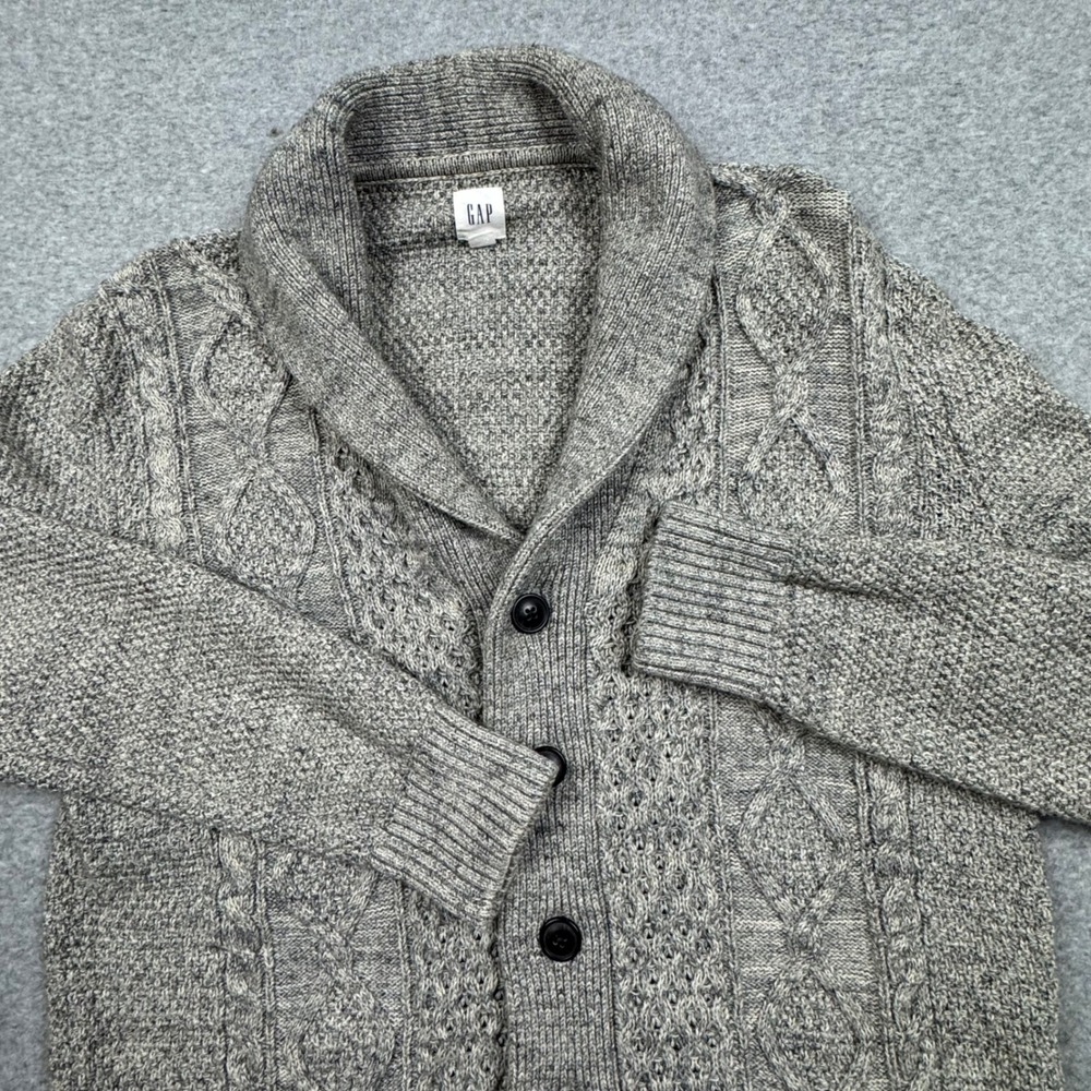 Gap Shawl Collar Sweater Mens Large Cable Knit Cardigan Dad Teacher Academia